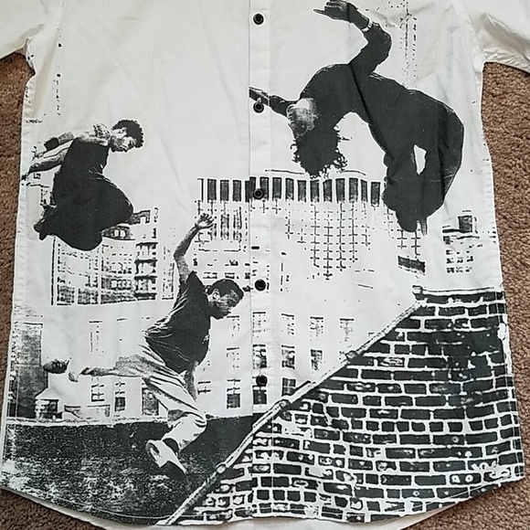 Boys Skateboard White Short Sleeve Button Down - Picture 2 of 4